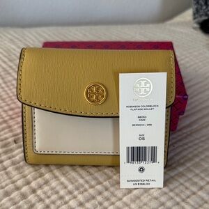 Tory Burch Beeswax and Cream Colorblock Wallet